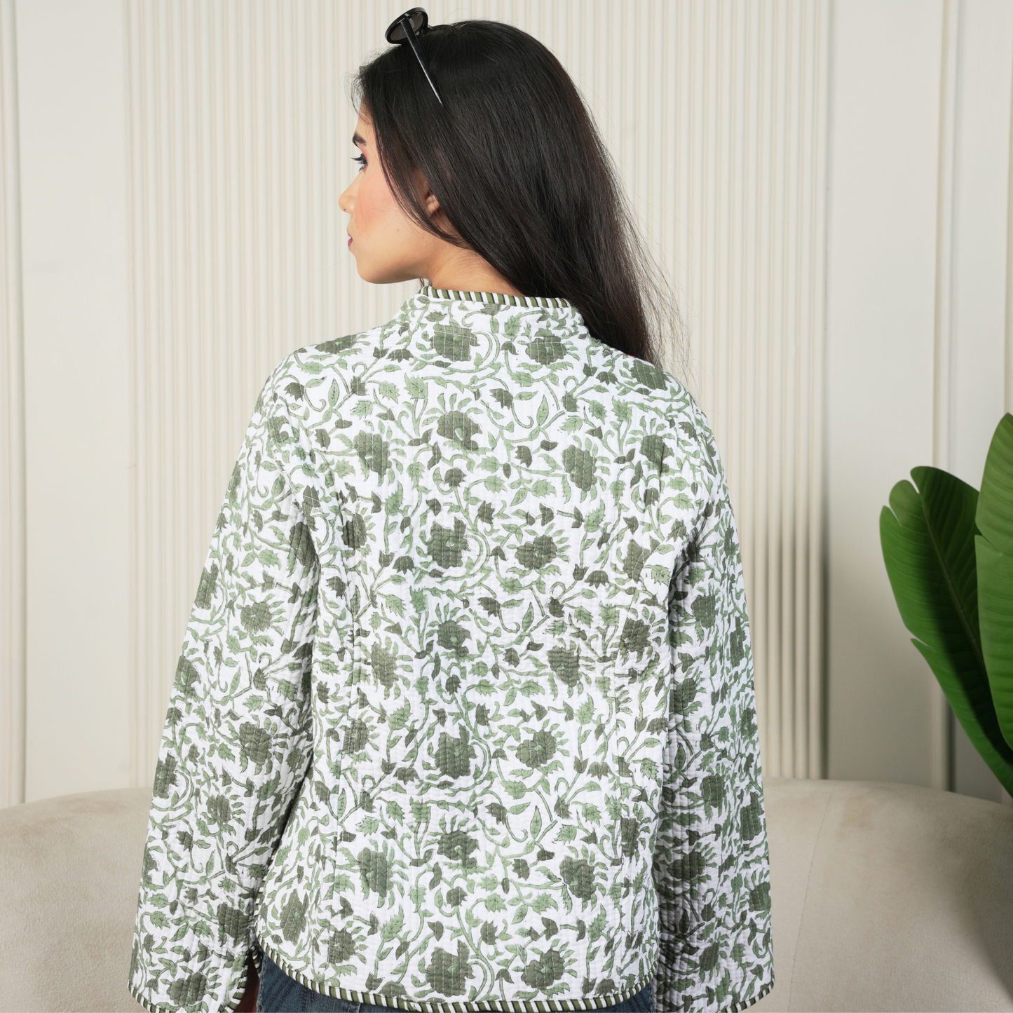 Soulstitch Enchanted Green | Handmade Block Print Premium Cotton Reversible Jackets | For Women