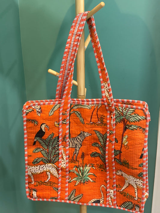 Wild Orange Printed Tote