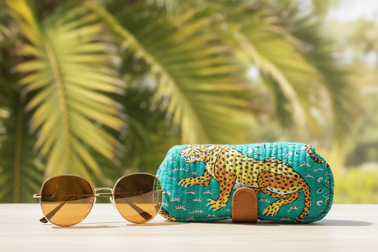 Teal Cheetah Sunglass Cover