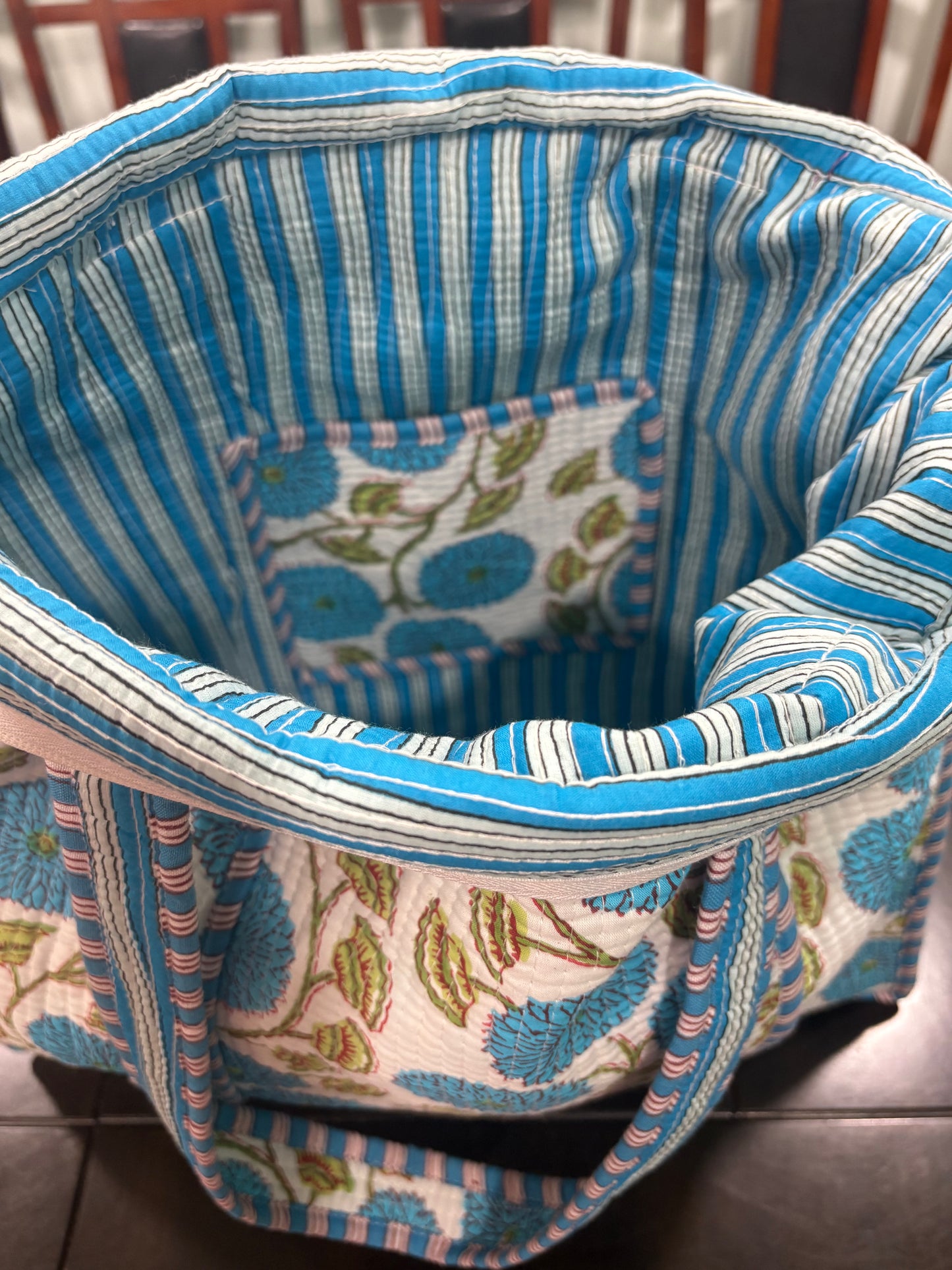 Blue Floral Tote