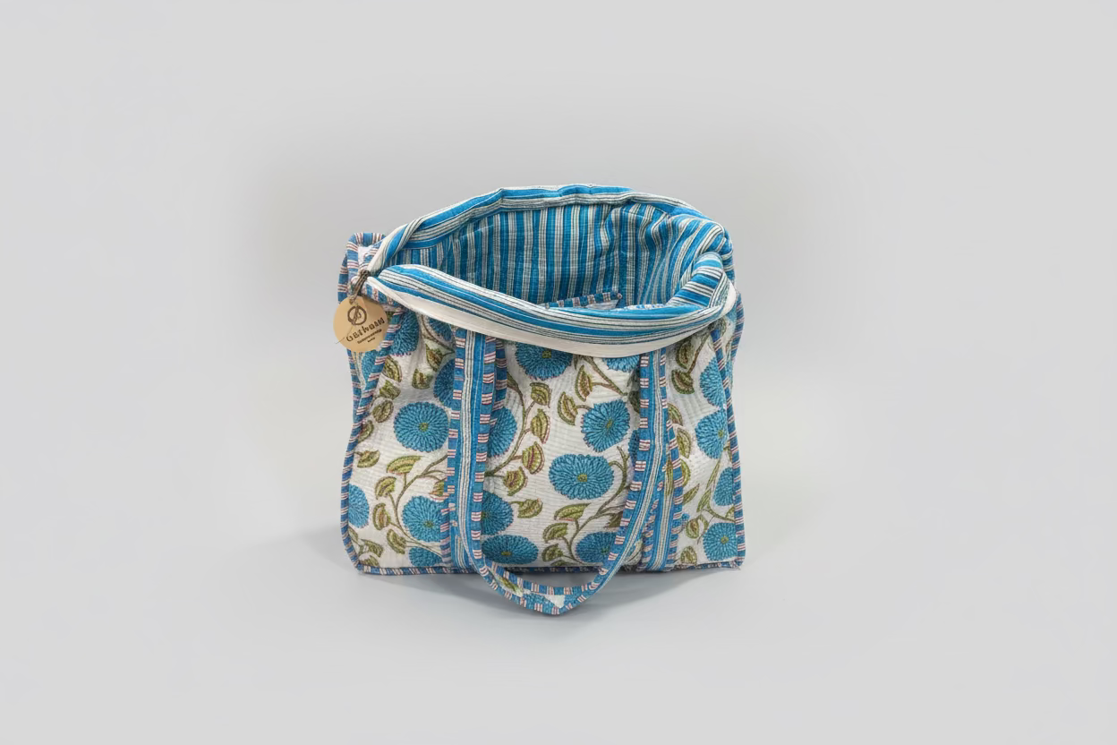 Blue Floral Tote