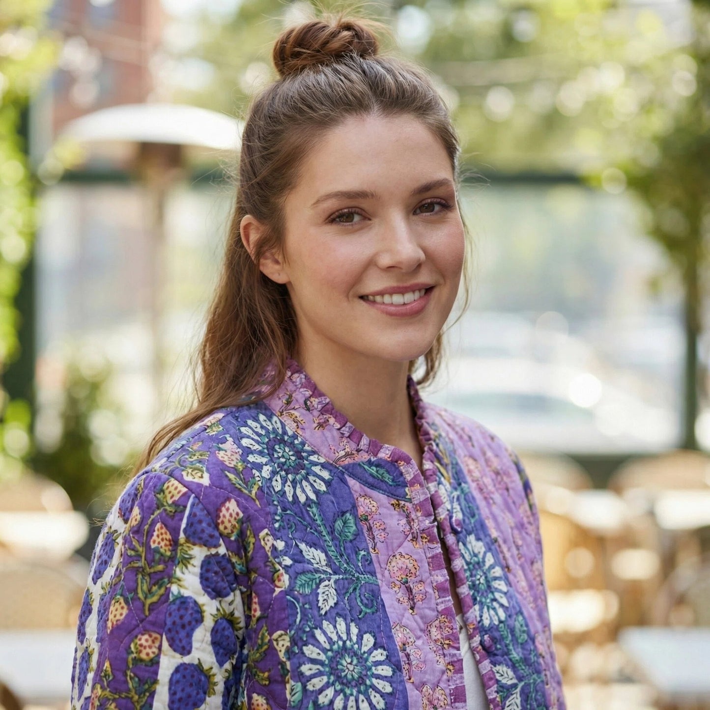 Soulstitch Purple Strawberry | Handmade Block Print Premium Cotton Reversible Jackets | For Women